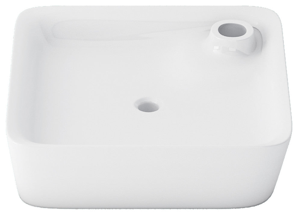 Leonis 17" Square White Finish Ceramic Vessel Bathroom Vanity Sink