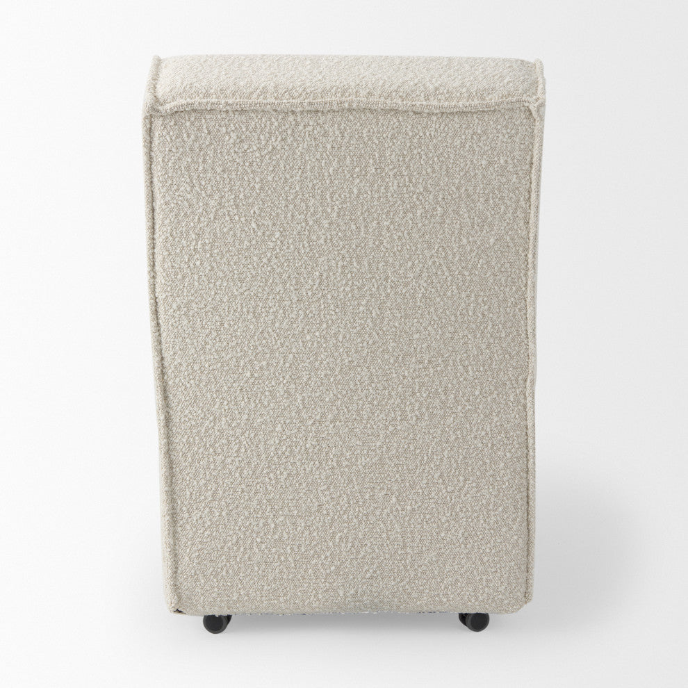 Damon Cream Boucle Fabric Wrapped Dining Chair With Casters (Set of 2)