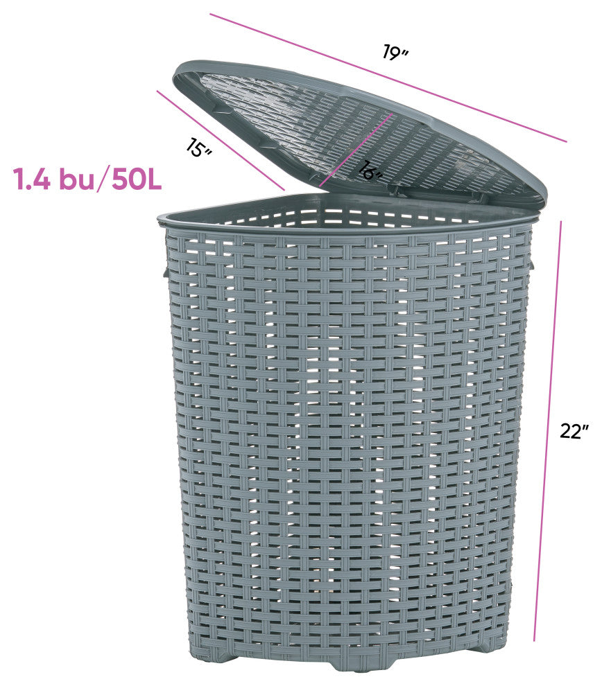 Superio Plastic Wicker Corner Laundry Hamper, 50 liter