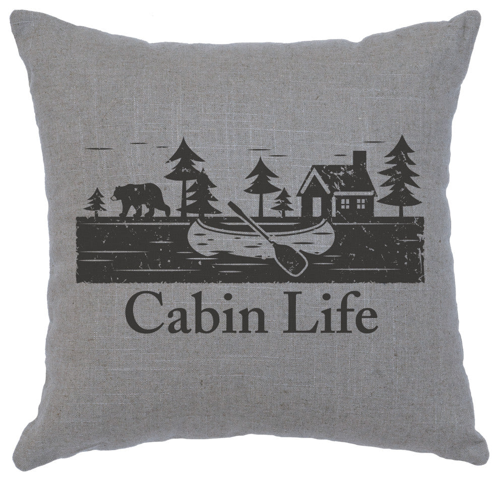Image Pillow 16x16 Cabin Life Linen Gray