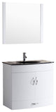 Style 5, 36"W White Vanity Sink Base Cabinet, Mirror, LV5-36W