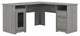 L-Shaped Desk, Worktop With USB Charging Ports & Cable Management, Modern Gray