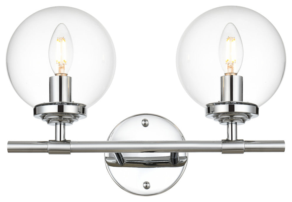 2 Light Chrome And Clear Bath Sconce