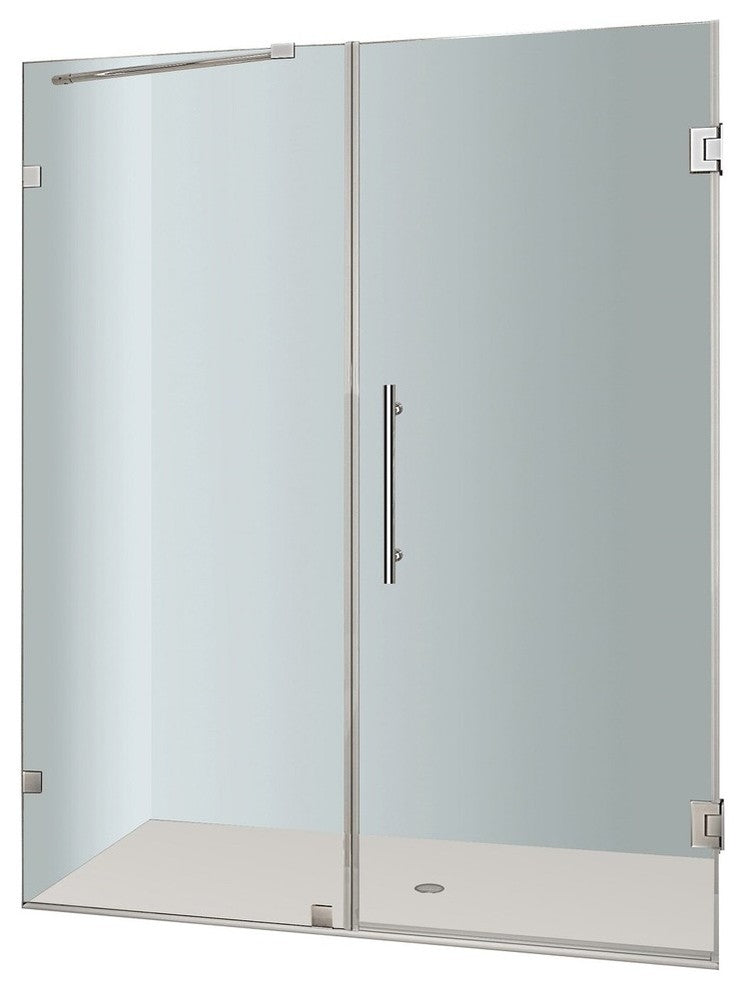 Aston Nautis Completely Frameless Hinged Shower Door, Chrome, 60"x72"