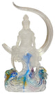 Crystal Glass Liuli Pate-de-Verre Moon Face Kwan Yin Bodhisattva Statue Hws1817