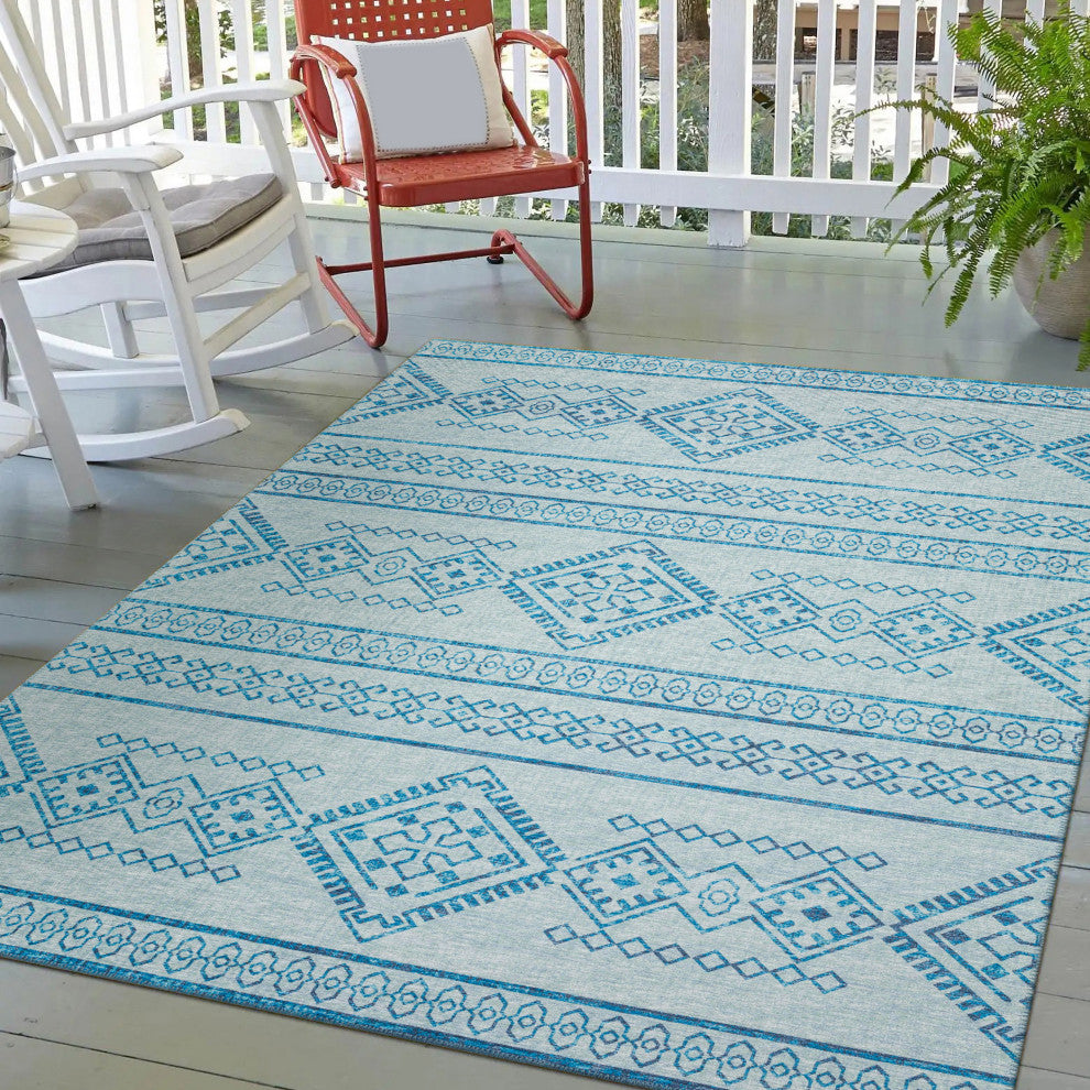 Indoor/Outdoor Sedona SN14 Sky Machine Washable 5' x 7'6" Rug