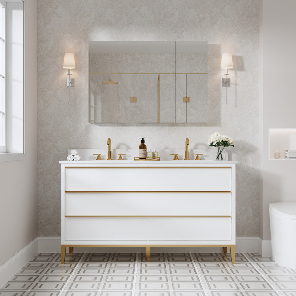Recessed/Surface Mount Bathroom Medicine Cabinet, Reverse Installation, 44"x30"