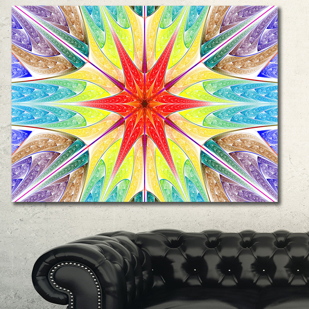 Beautiful Colorful Stained Glass, Oversized Abstract Canvas Art Print, 60x40