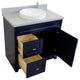 37" Single Sink Vanity, Blue Finish With Gray Granite