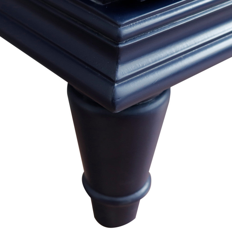 37" Single Vanity, Blue Finish With White Carrara