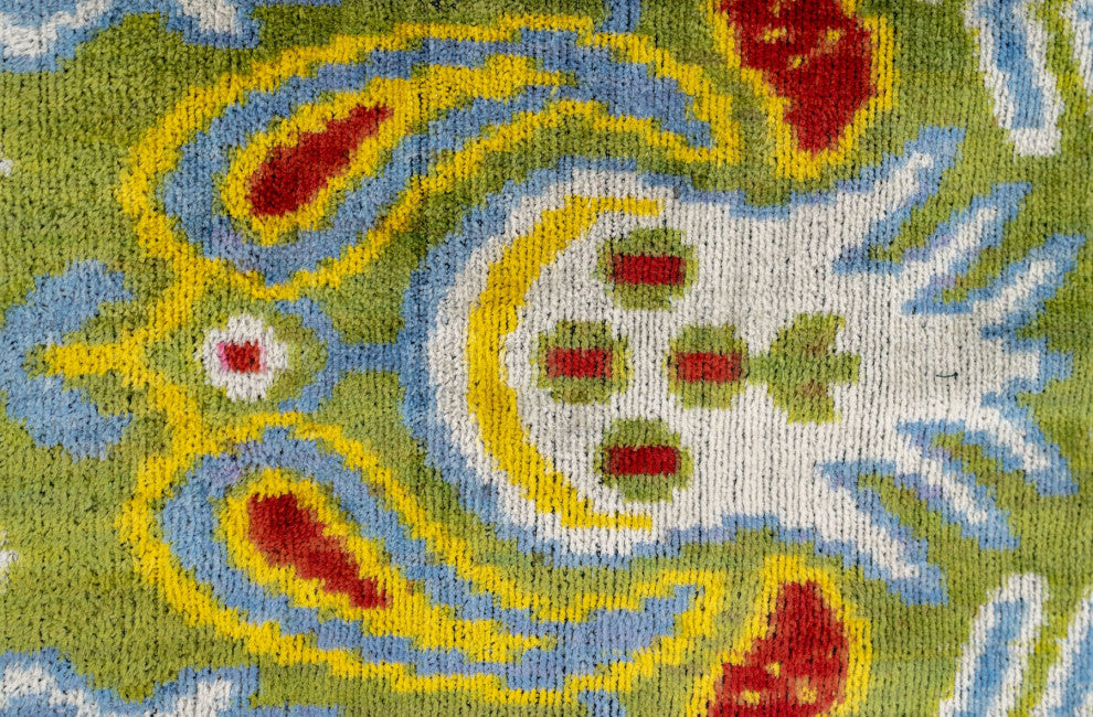 Handmade Velvet Throw Pillow With Multicolor Ikat Design 20x20"