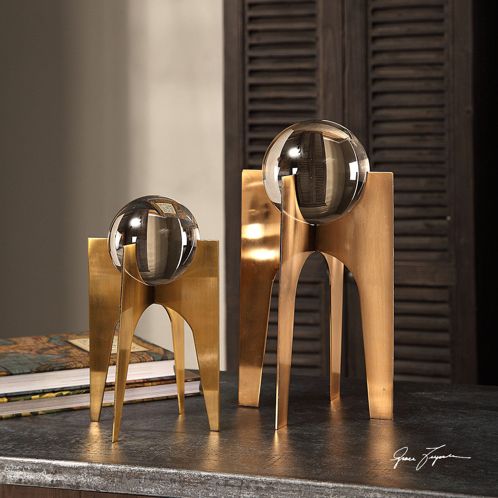 MidCentury Modern Crystal Ball Sculpture Set