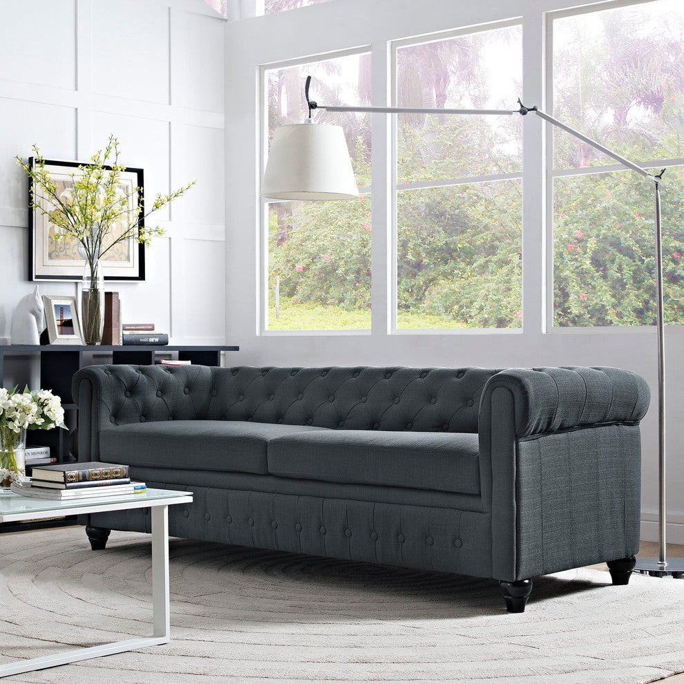 Modway Earl Upholstered Fabric Sofa, Gray
