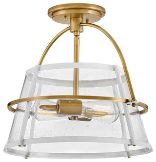 Tournon LED Semi-Flush Mount, Heritage Brass With Polished White Accents