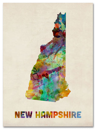 'New Hampshire Map' Canvas Art by Michael Tompsett