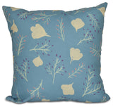 Spring Blooms, Floral Print Pillow, Teal, 20"x20"