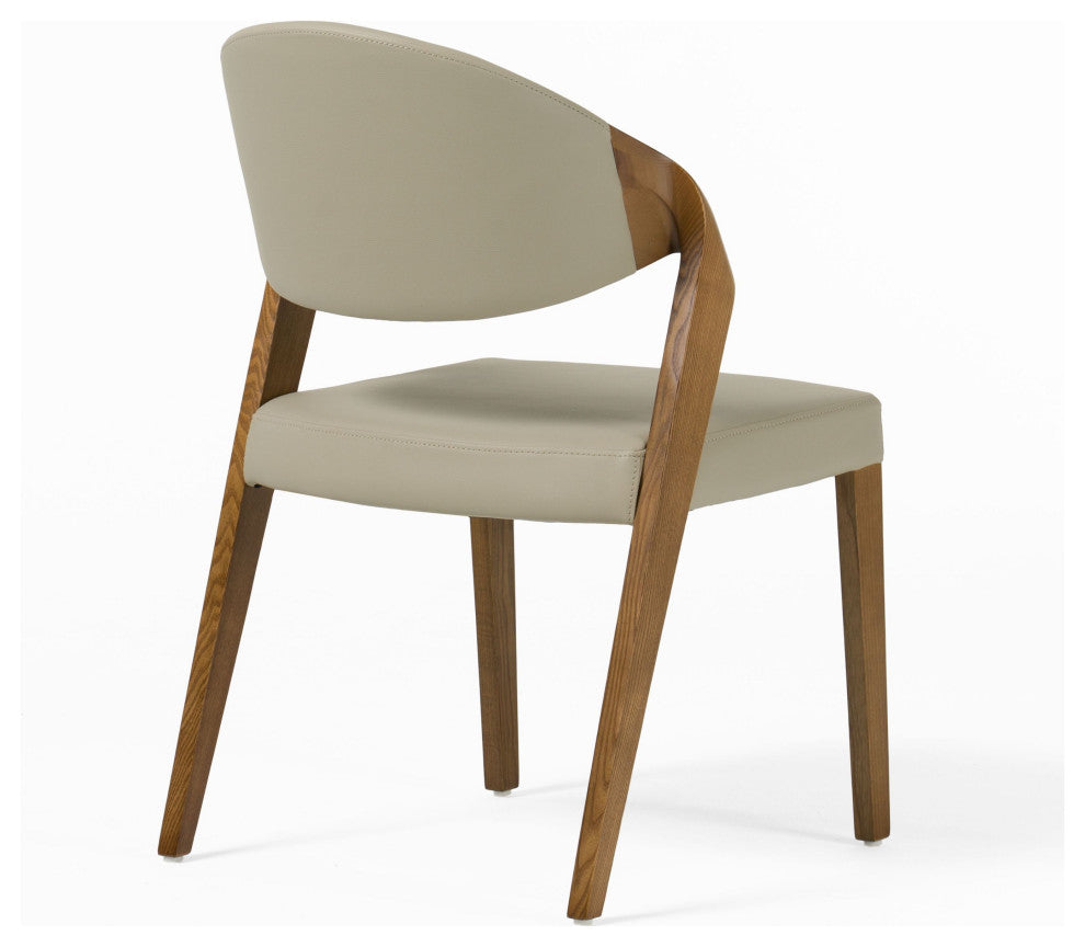Modrest Arlo Modern Beige and Walnut Dining Chairs, Set of 2
