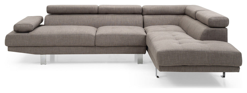 Riveredge 109" W 2 Piece Polyester Twill L Shape Sectional Sofa, Gray
