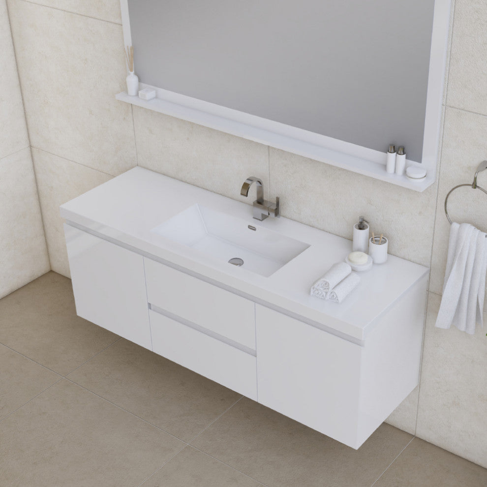 Paterno 60" Single Wall Mounted Bathroom Vanity With Sink, White