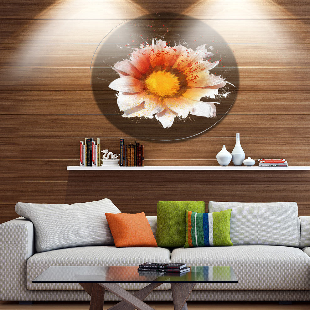Yellow Orange Flower Watercolor, Flower Large Disc Metal Wall Art, 11"
