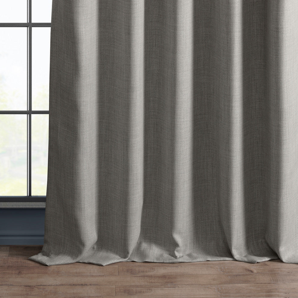 Faux Linen Darkening Curtain Single Panel, Clay, 50"x120"