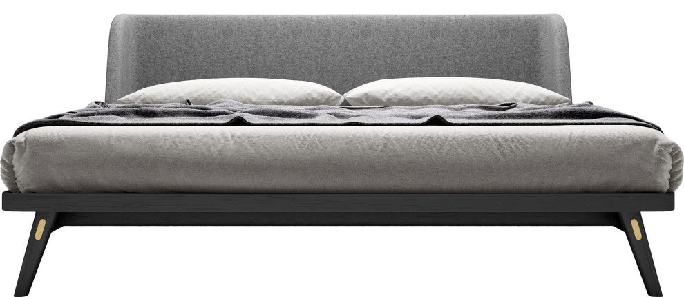 Haru Queen Bed, Andorra Wool and Black Oak