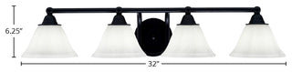 Paramount 4-Light Bath Bar, Matte Black, 7" White Muslin Glass