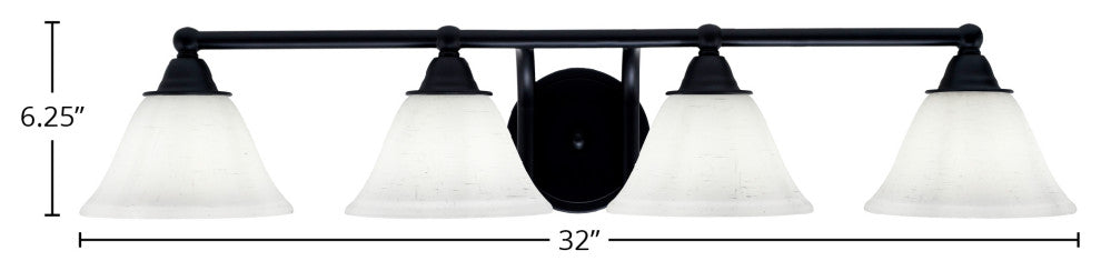 Paramount 4-Light Bath Bar, Matte Black, 7" White Muslin Glass
