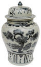 Indigo Porcelain Temple Jar Plants Motif Small