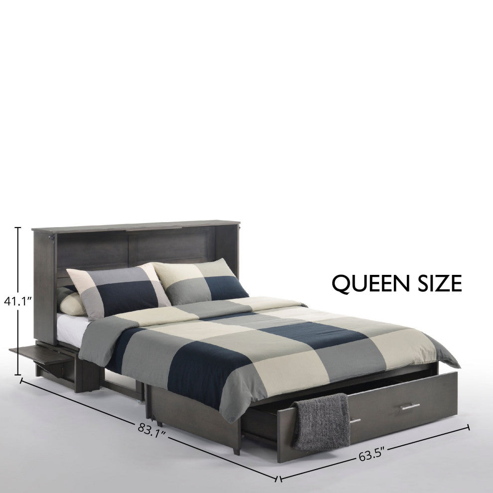 Sagebrush Queen Size Murphy Bed Cabinet With Storage, Stonewash