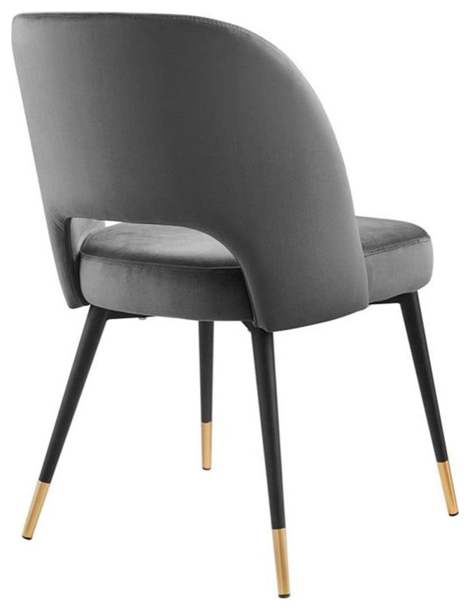 Rouse Performance Velvet Dining Side Chair Charcoal