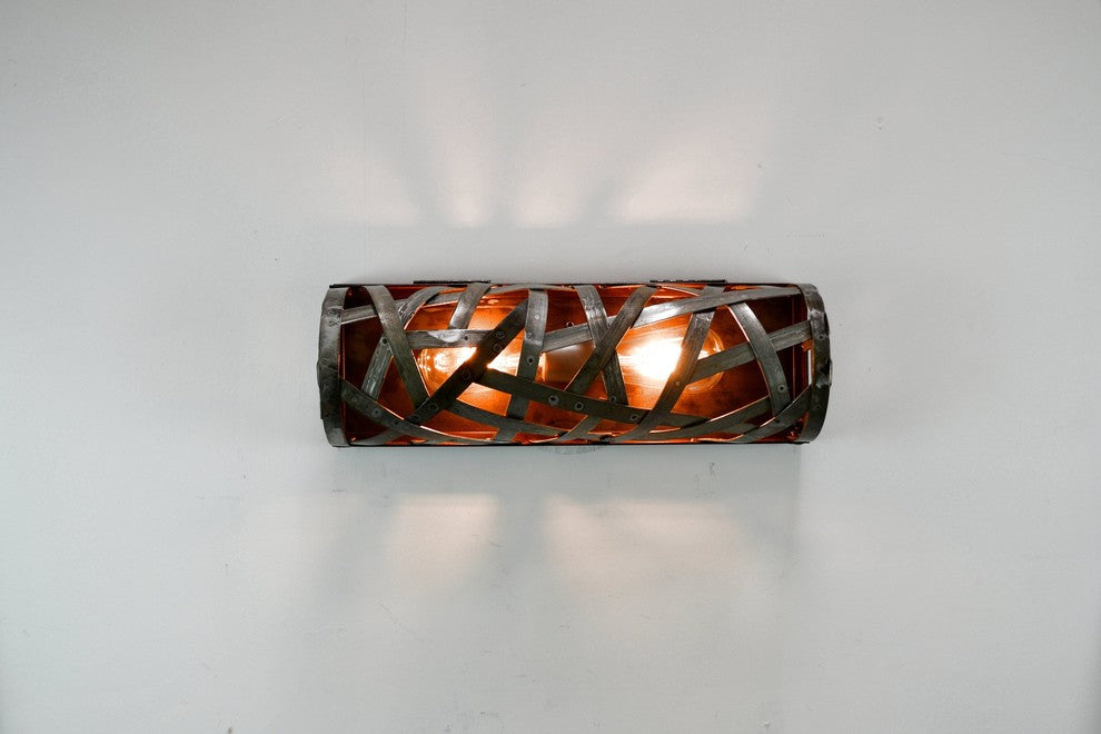 Wine Barrel Ring Wall Sconce or Vanity Light - Dobar - Made from CA wine barrels