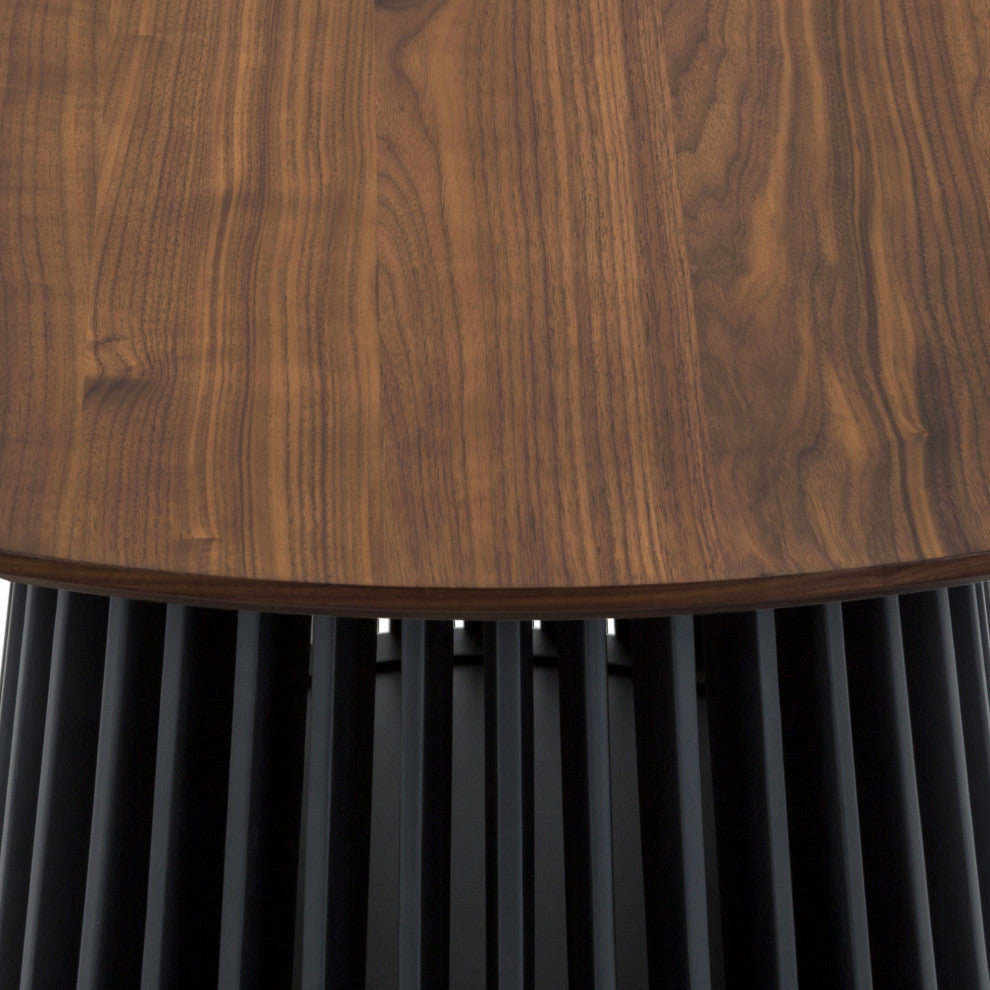 Pasadena 79" Wood Oval Dining Table With Walnut Finish and Black Base