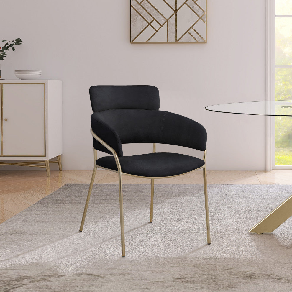 Yara Upholstered Dining Chair (Set of 2), Black, Velvet