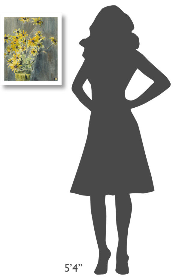 "Vase with Blackeyed Susans" Paper Print by Hannah Borger Overbeck, 15"x18"