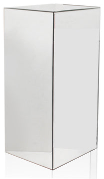 Mirror Block Column or Pedestal, Silver, Medium
