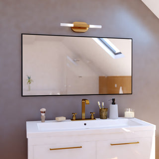 Fulton 2 Light Integrated LED Bathroom Vanity Fixture White Shade, Satin Brass