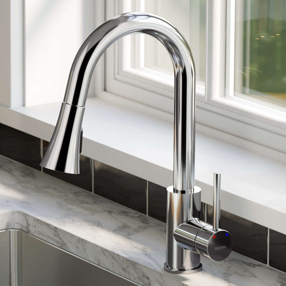 Karran Weybridge Single-Handle Pull-Down Sprayer Kitchen Faucet, Chrome