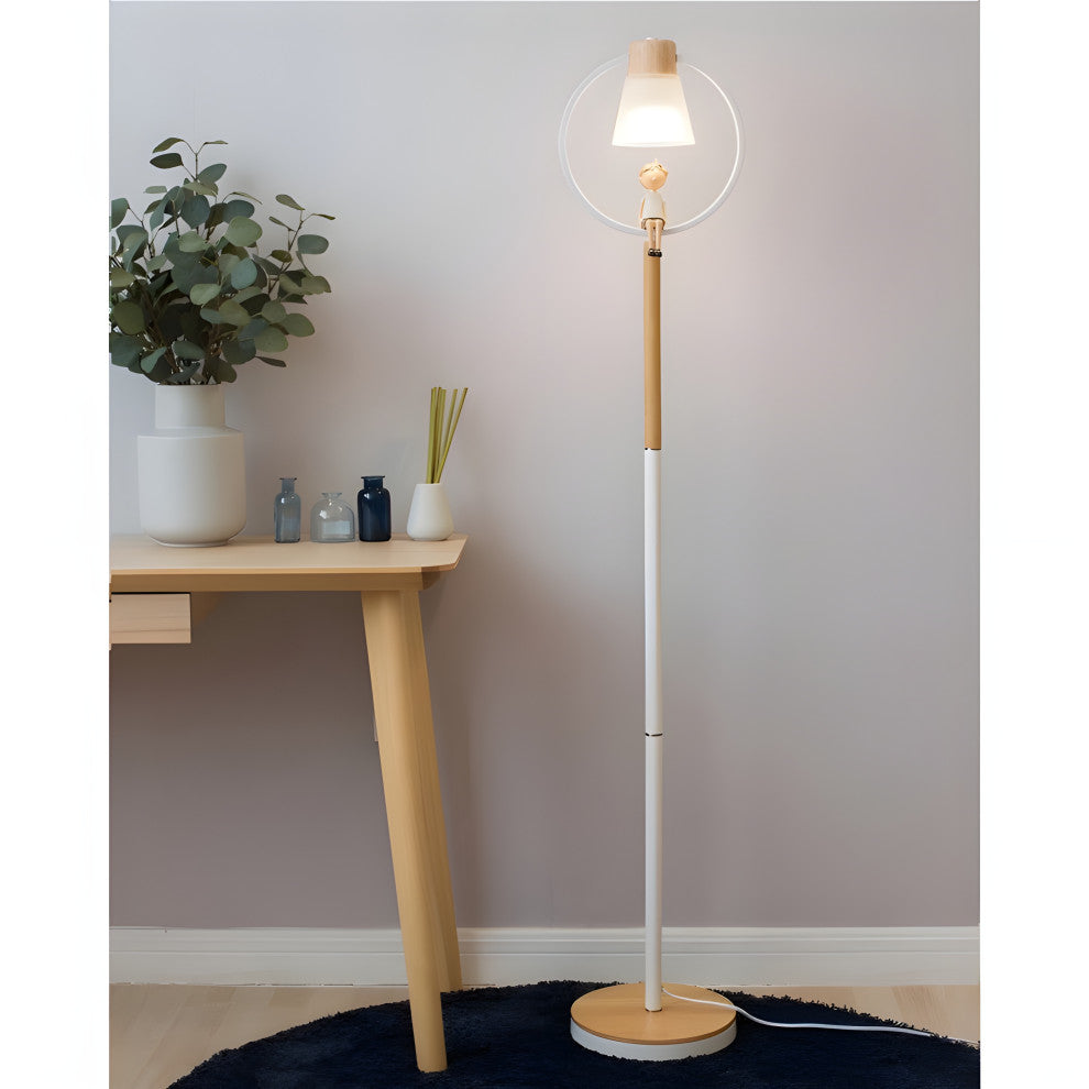 Corseaux | Creative Bell-Shaped LED Wooden Floor Lamp, Black, Bird