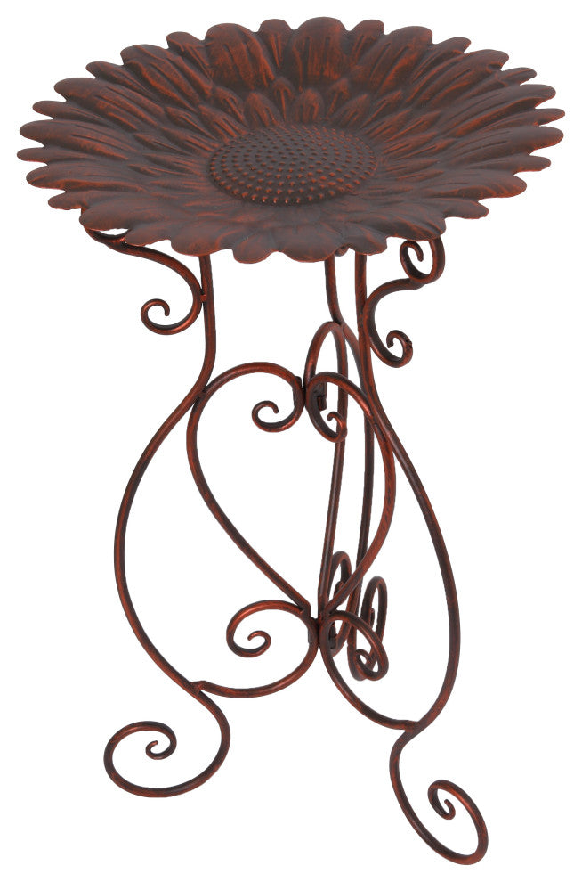 24-Inch Tall Metal Sunflower Birdbath