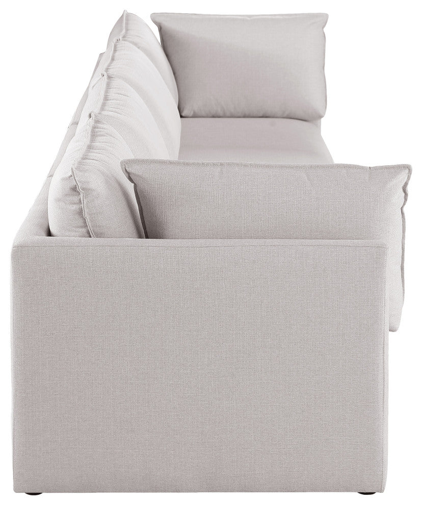 Mackenzie Linen Textured Fabric Upholstered 4-Piece Modular Sofa, Beige
