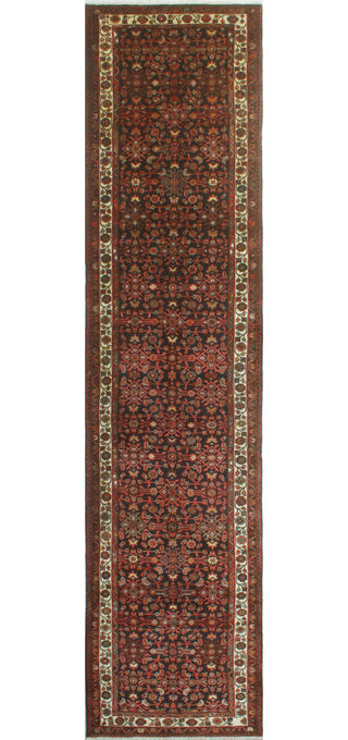 Fine Vintage Distressed Gala Charcoal/Ivory Runner, 3'8 x 16'5