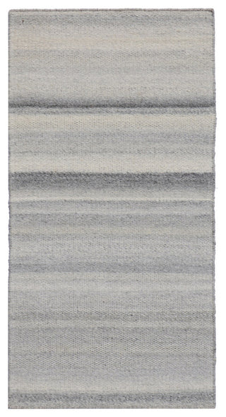 EORC Gray Hand Woven Wool And Viscose Reversible Flat Weave Durry Rug 4'x6'