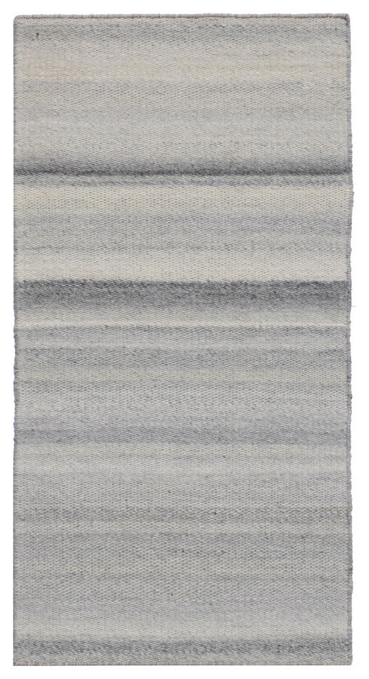 EORC Gray Hand Woven Wool And Viscose Reversible Flat Weave Durry Rug 4'x6'