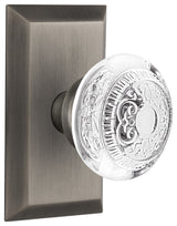 Studio Plate Privacy Crystal Egg and Dart Knob, Antique Pewter, 2.75"