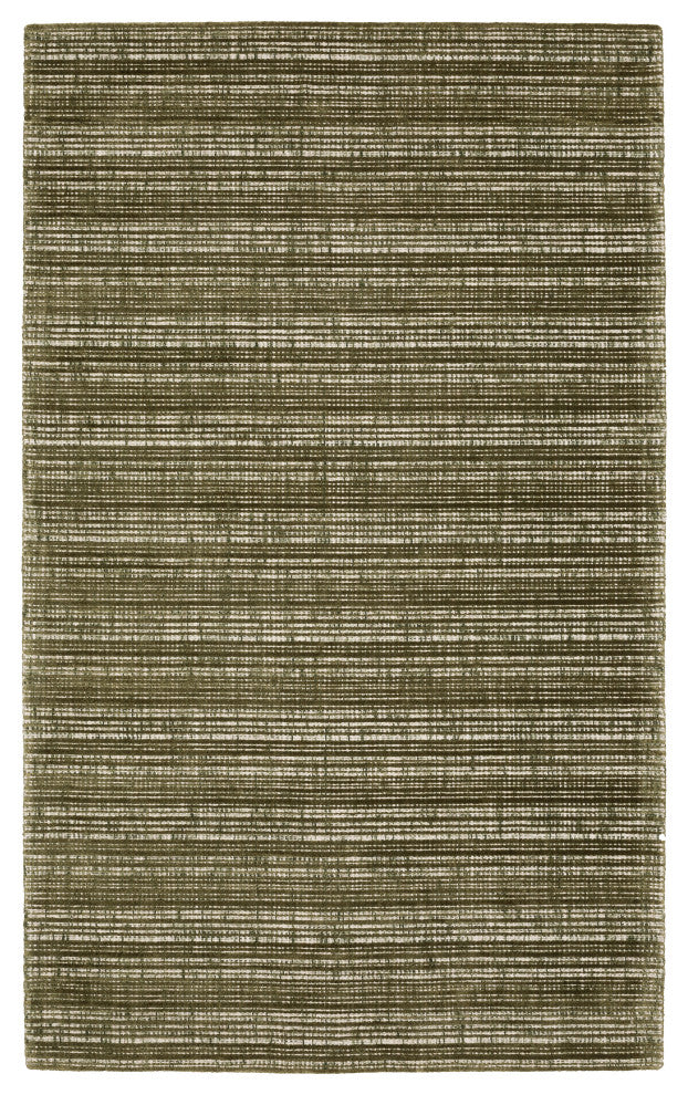 Cayden Textural Stripe Wool Blend Green/ Ivory Hand-tufted Rug Runner