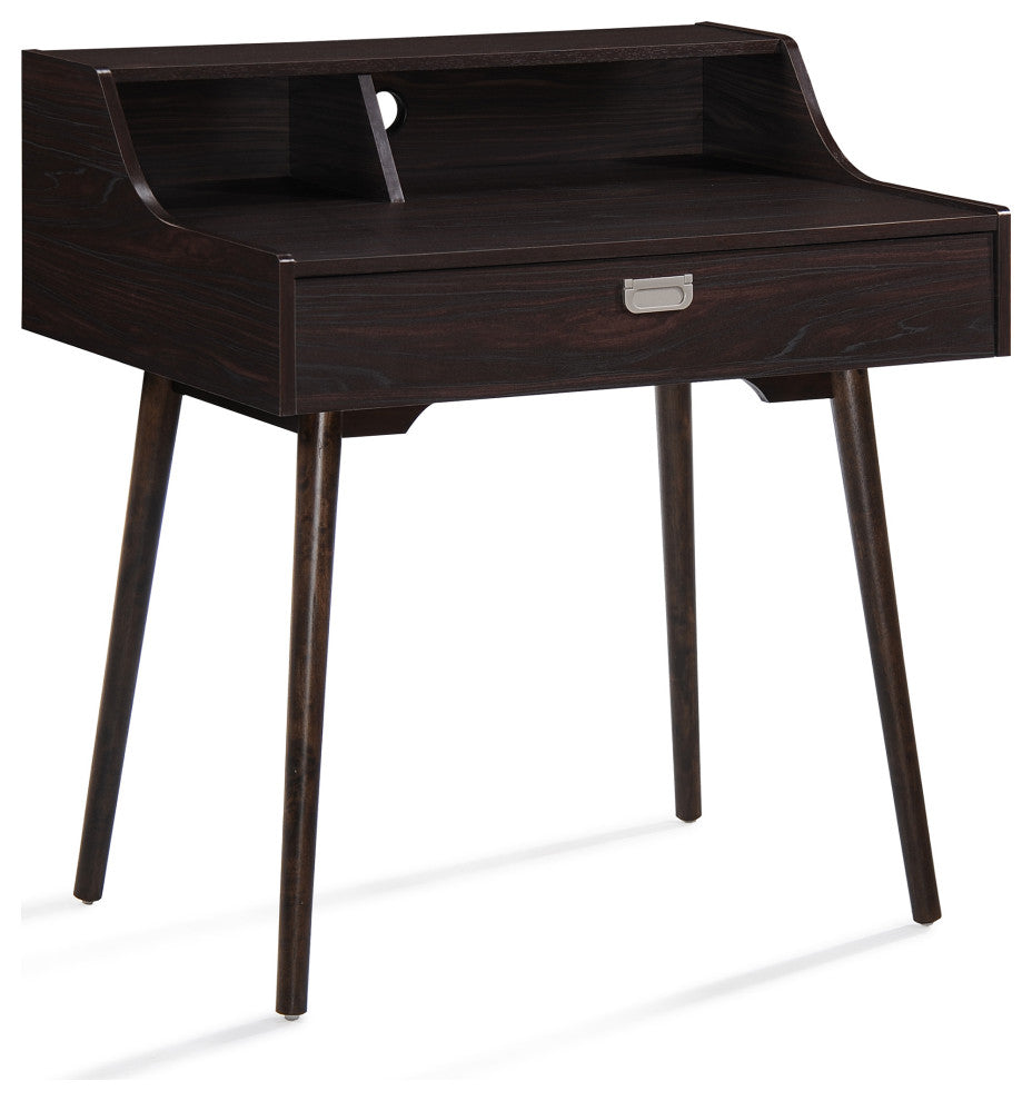 GDF Studio Elyse Mid-Century Modern Finished Fiberboard Home Office Desk, Wenge
