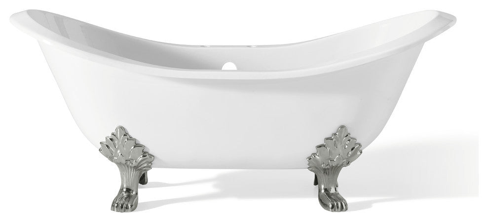 Cheviot Products Regency Cast Iron Bathtub With Lion and Faucet Holes, Chrome