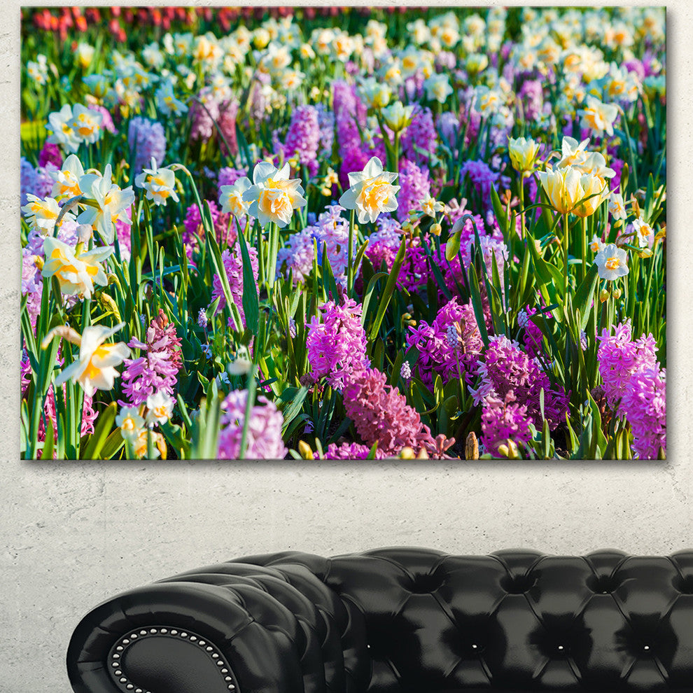 Spring Flowers in Keukenhof Park, Floral Canvas Art Print, 60"x28"
