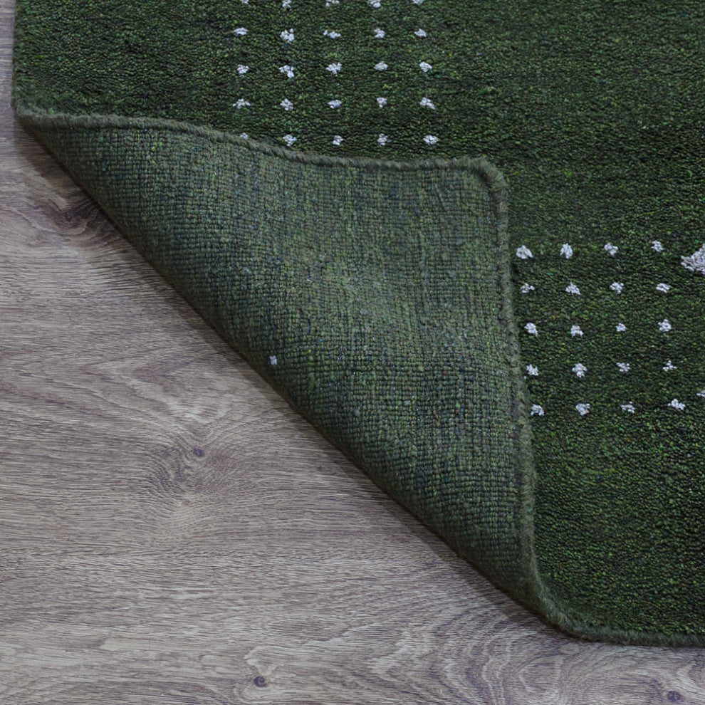 HAND KNOTTED LOOM SILK ECO-FRIENDLY AREA RUG -5'x8',Rectangle,Green,Contemporary